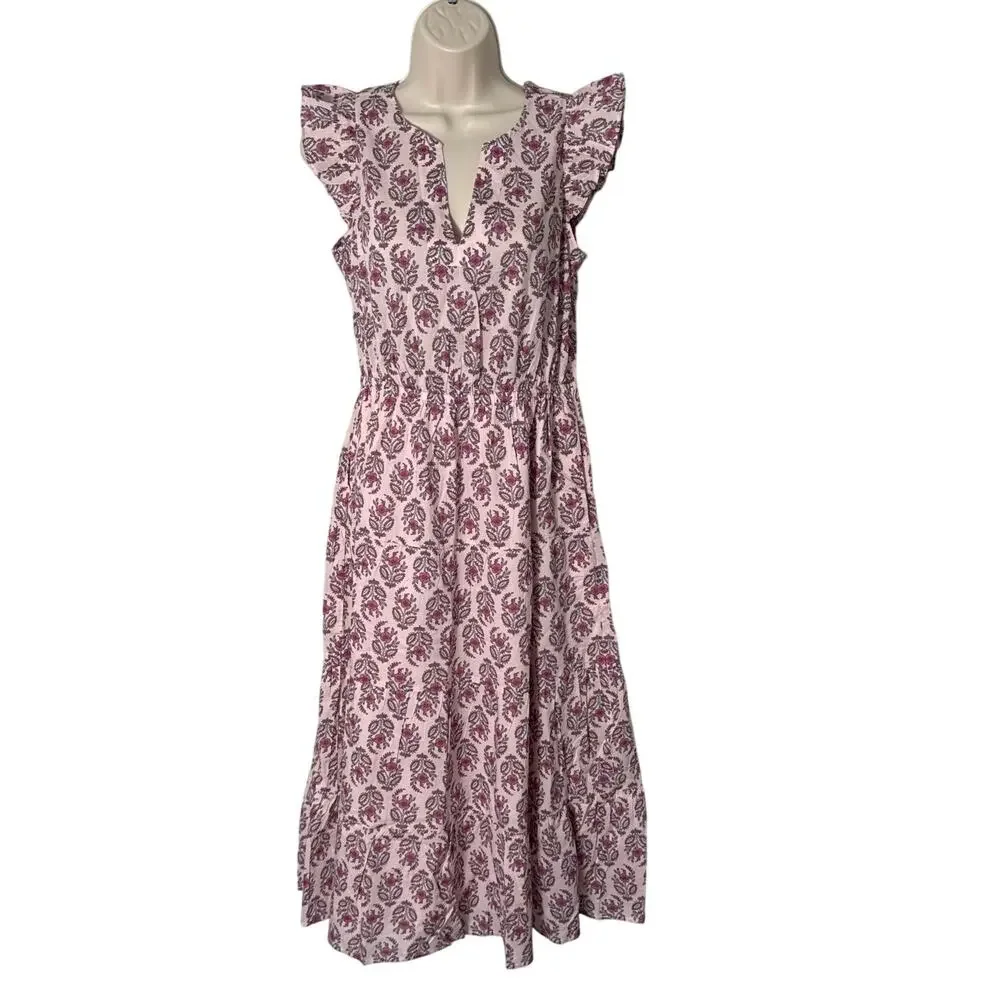 NWT J. Crew‎ Ruffle Sleeve Floral Print Cottagecore Midi Dress Size 2